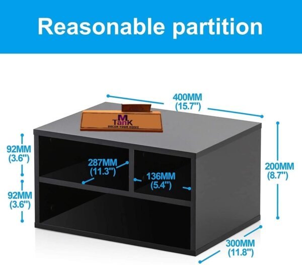 Tree House Printer Stands with Storage, Workspace Desk Organizers for Home & Office, Black - Image 2