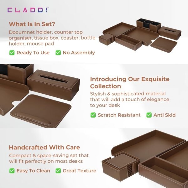 CLADD INTERNATIONAL Vegan Leather Complete All-in-One Multipurpose Personal Desk - Image 2