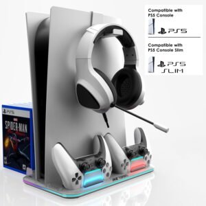 Ant Esports Dock5 RGB with Cooling Fan and Dual Controller Charger Station, PS5 Console
